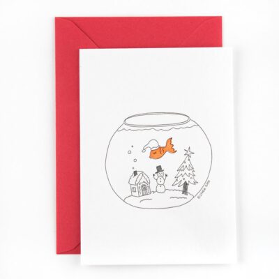 Studi Flash / Letterpress postkaart / Christmas Fishtank